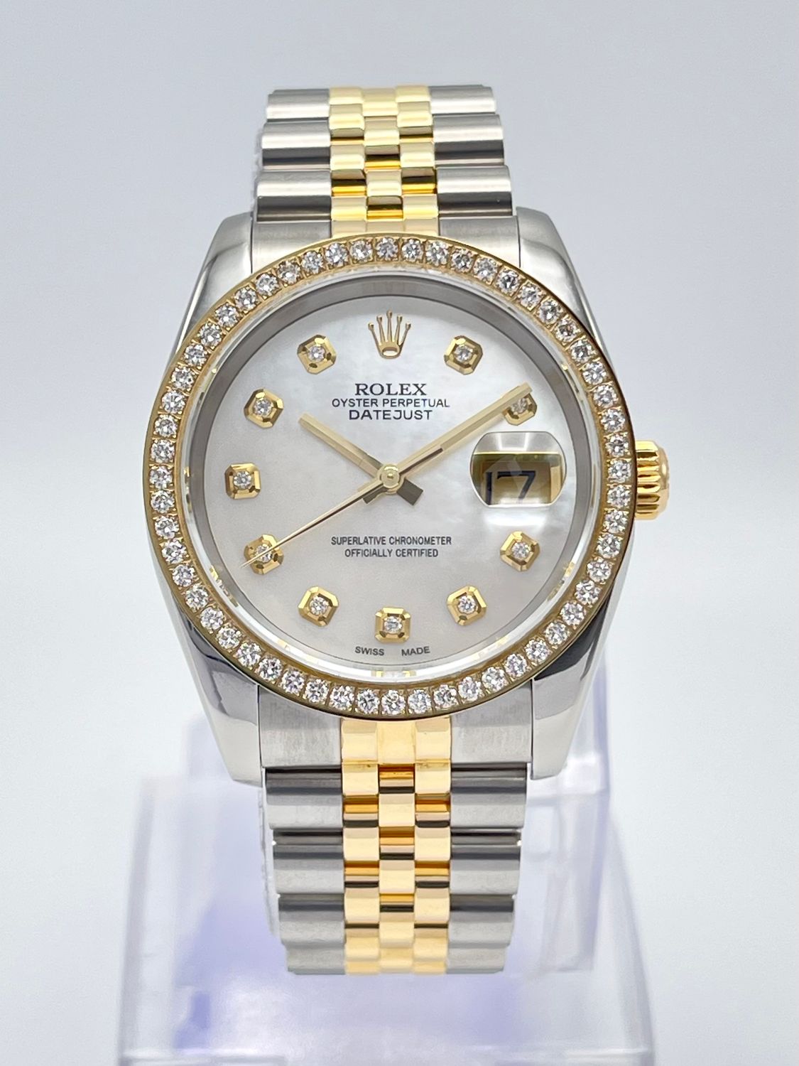 Rolex Datejust 116233 36mm Pearl MOP Diamond Dial &amp; Diamond Bezel Jubilee Papers