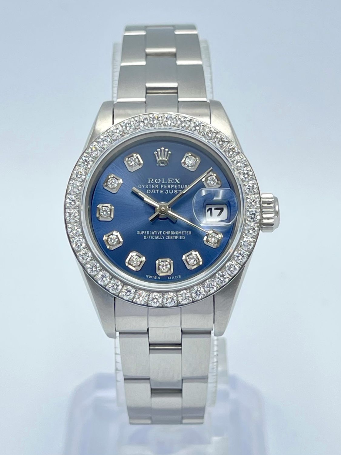 Rolex Datejust Ladies 26mm 69160 Blue Diamond Dial &amp; Diamond Bezel Box Navy