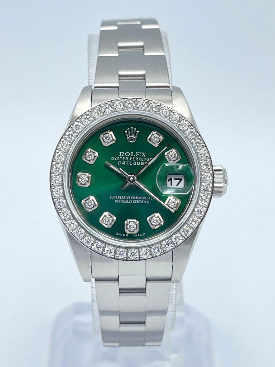 Rolex Datejust 26mm 79160 Green Diamond Dial &amp; Diamond Bezel Box Oyster