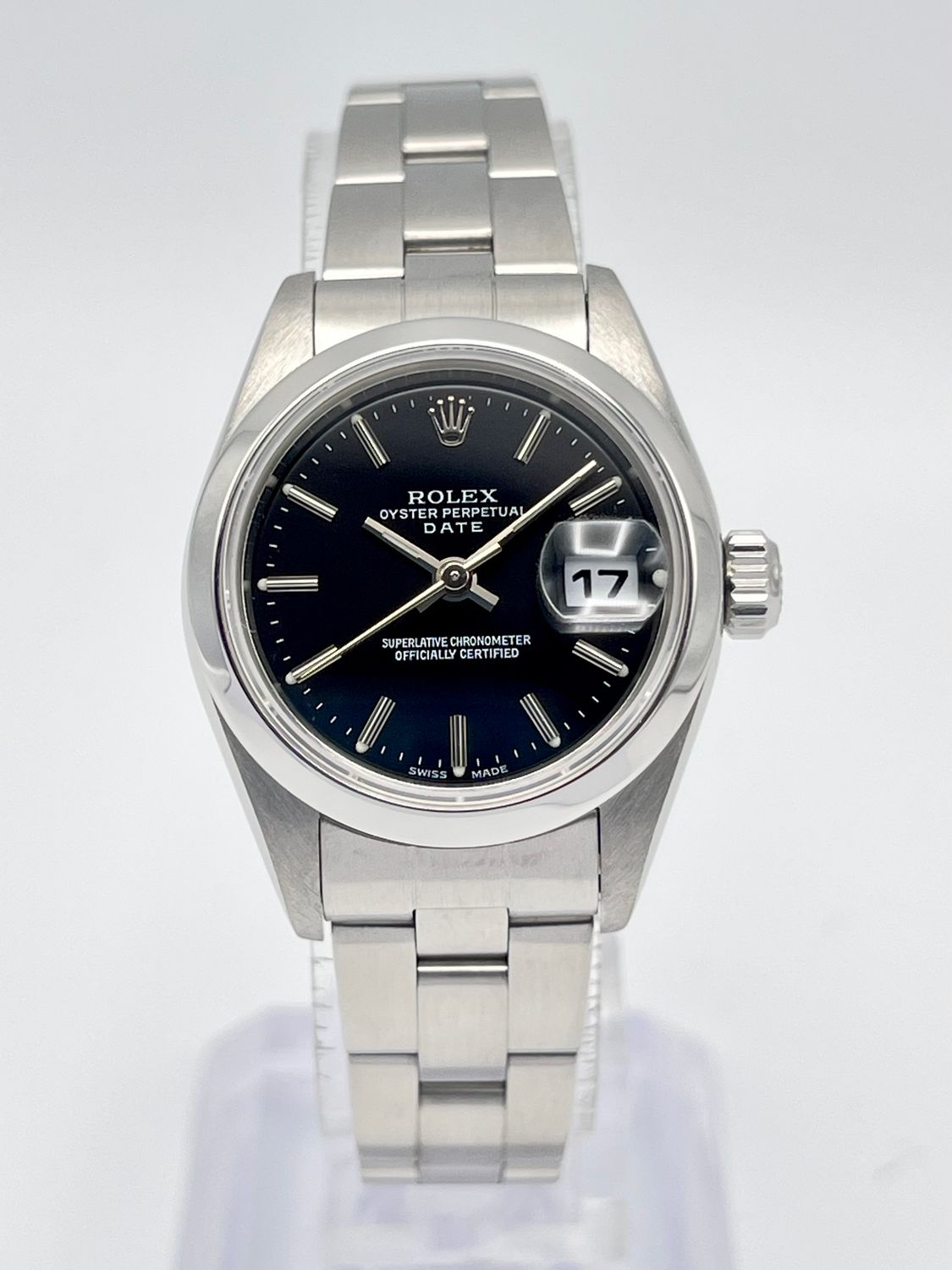 Rolex Datejust Ladies 26mm 79160 Black Dial Smooth Bezel Baton Stick Dial Box