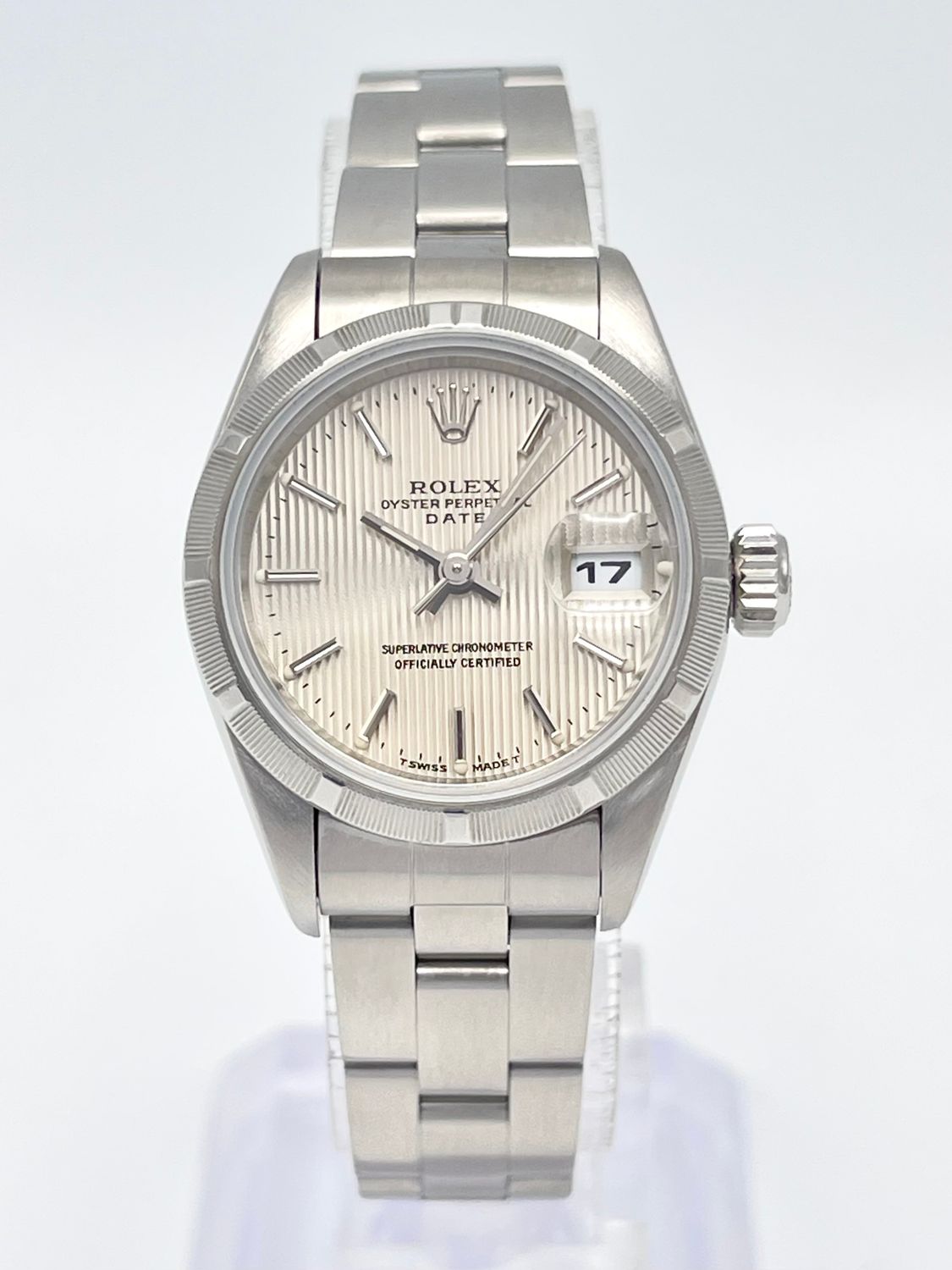 Rolex Datejust Ladies 26mm 69190 Silver Tapestry Dial Stainless Steel Box