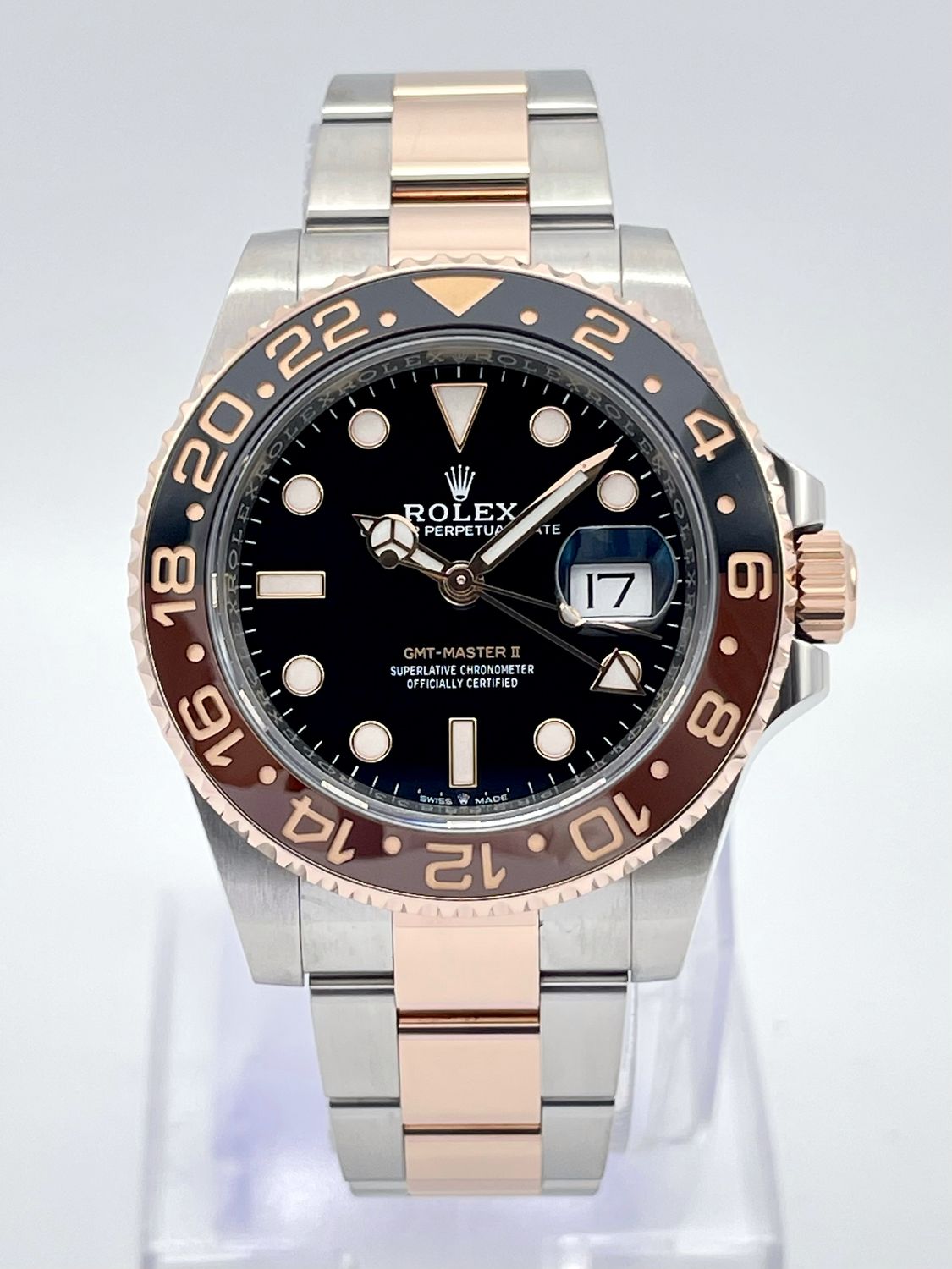 Rolex GMT-Master II 126711CHNR 40mm Rootbeer Bi Metal Rose Gold Black Dial Tone