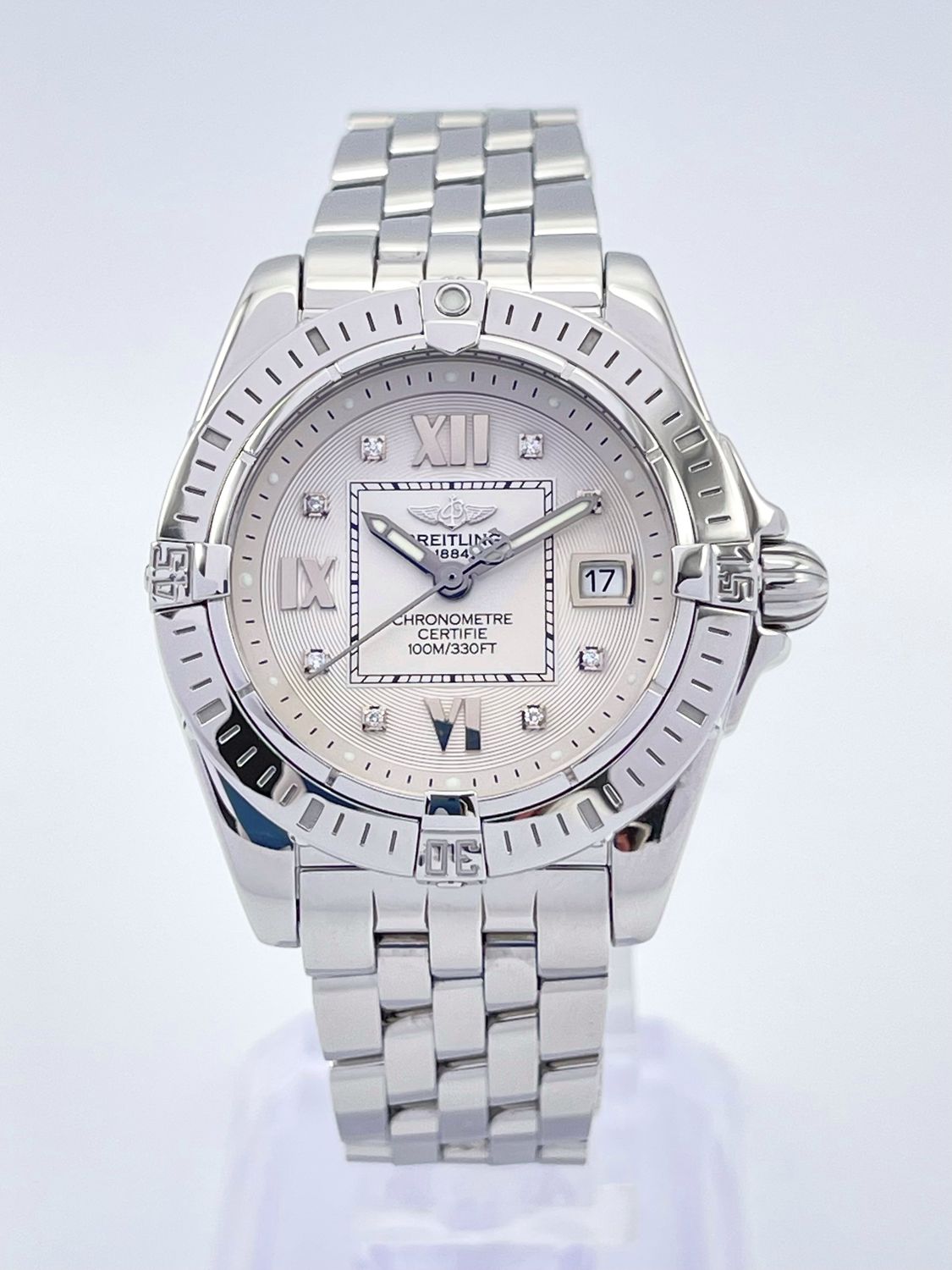 Ladies Breitling Galactic Cockpit 32mm A71356 Silver Diamond Dial Steel