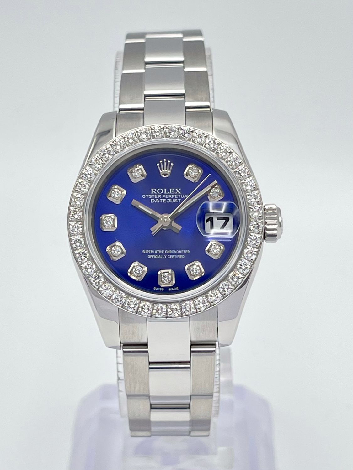 Rolex Datejust Ladies 26mm 179160 Blue Diamond Dial &amp; Diamond Bezel Box Papers