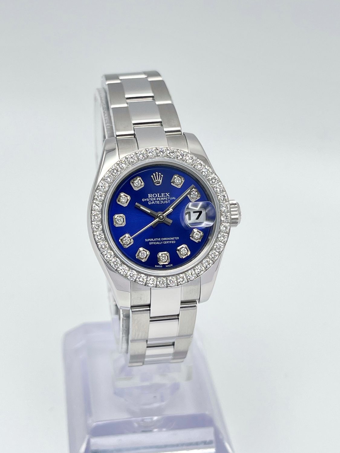 Rolex Datejust Ladies 26mm 179160 Blue Diamond Dial &amp; Diamond Bezel Box Papers