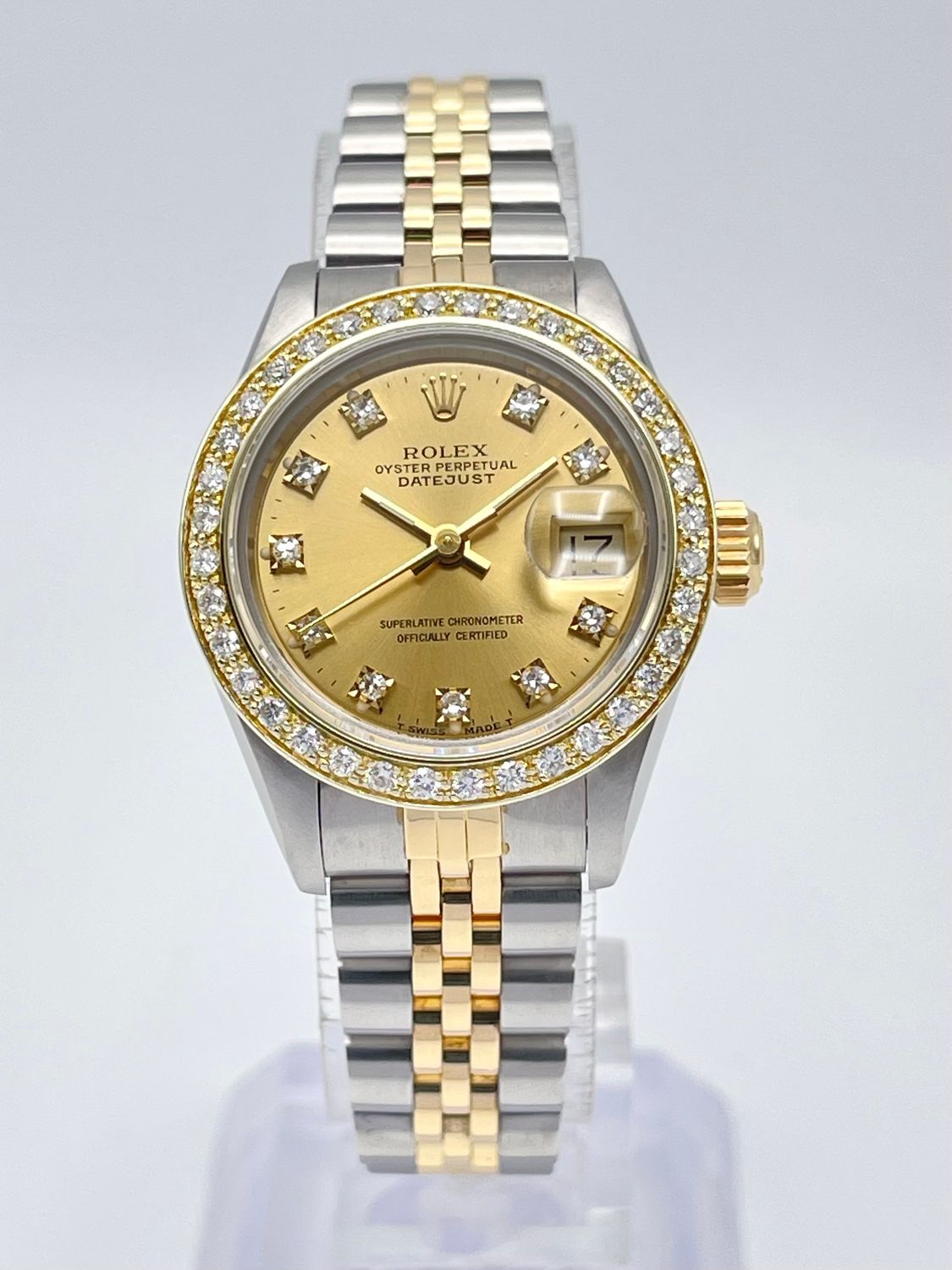 Rolex Datejust 26mm 69173 Champagne Factory Diamond Dial Diamond Bezel Jubilee