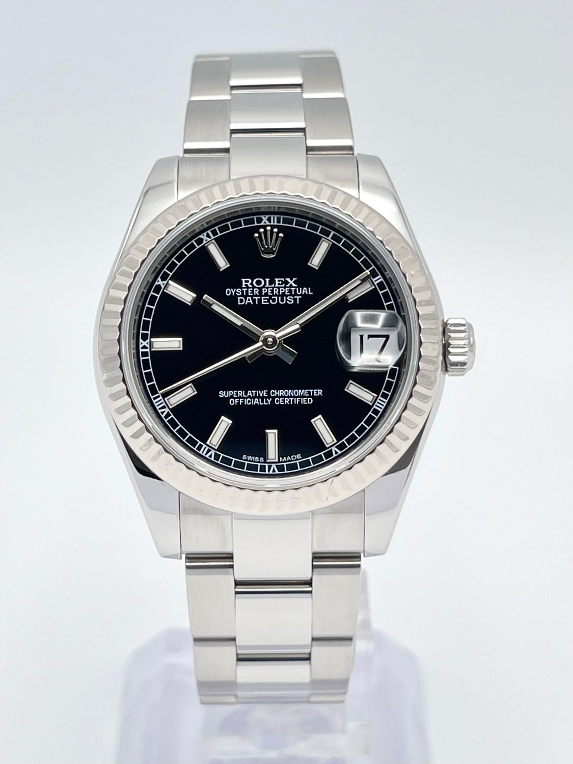 Ladies Rolex Datejust 31mm 178274 Baton Black Dial Fluted Oyster Box