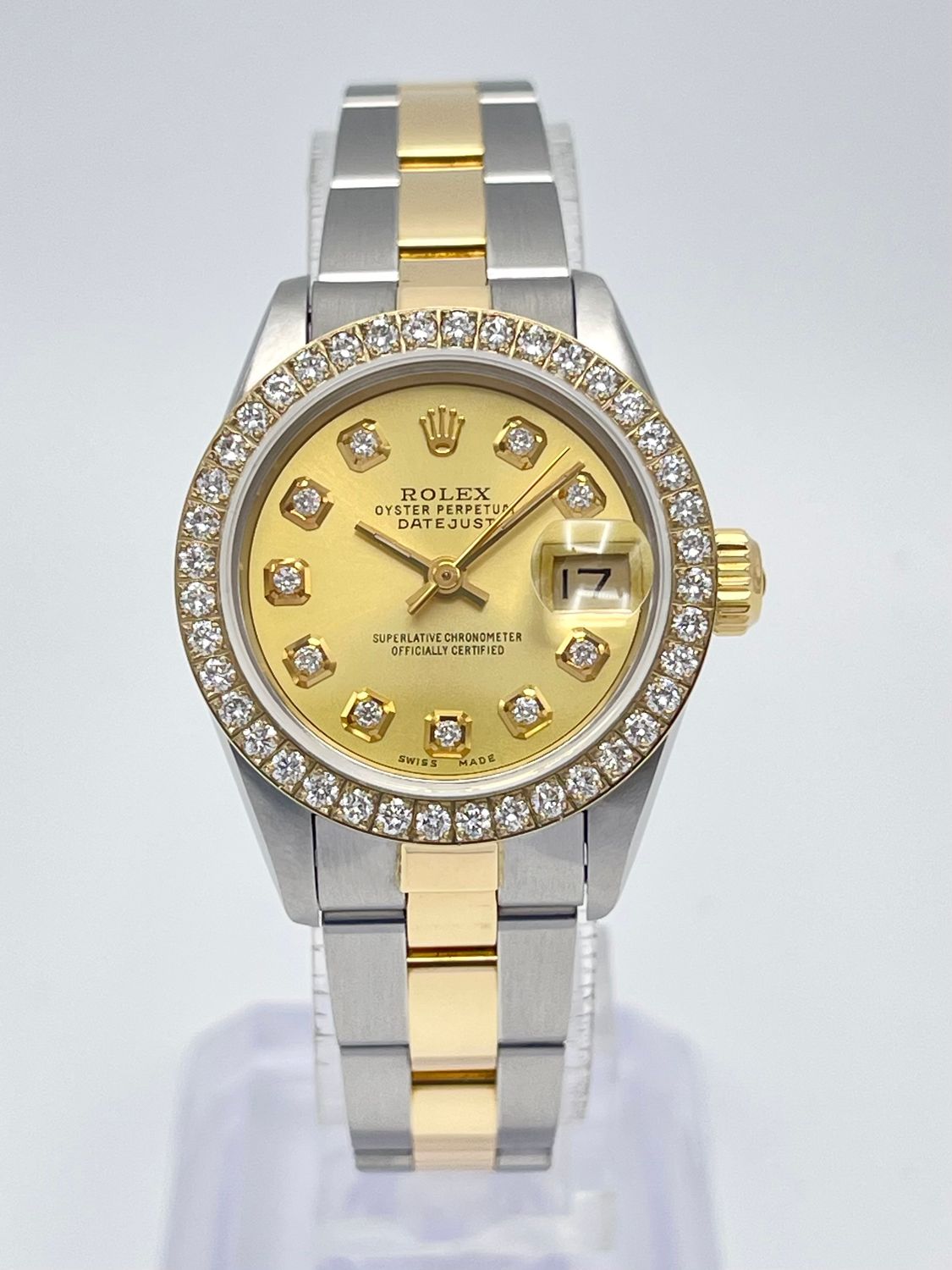 Rolex Datejust 26mm 69173 Champagne Diamond Dial Diamond Bezel Two Tone Oyster