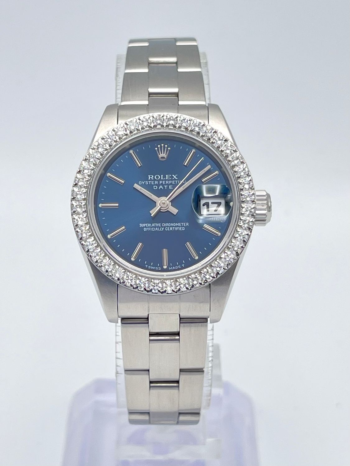 Rolex Datejust Ladies 26mm 69160 Blue Dial Diamond Bezel Baton Oyster Box