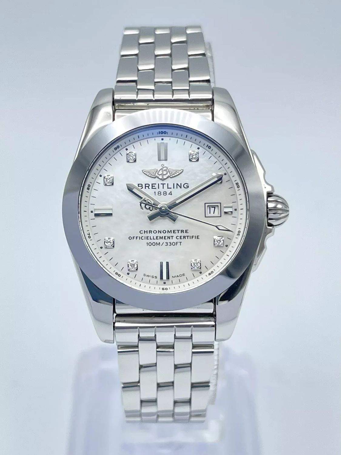 Ladies Breitling Galactic 29mm W72348 Mother of Pearl Diamond Dial Papers