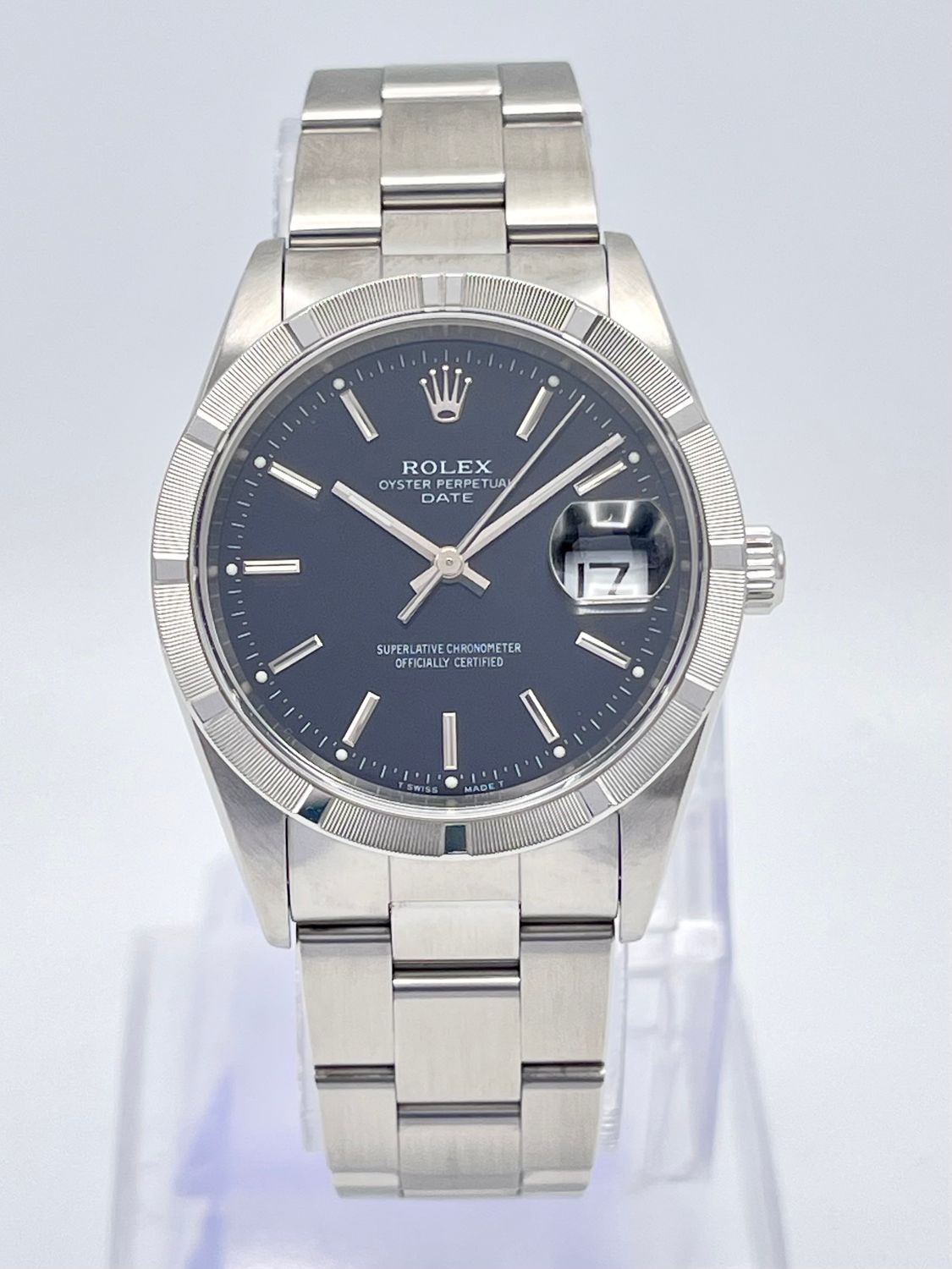 Rolex Oyster Date 34mm 15210 Black Dial Stainless Steel Datejust Box Baton