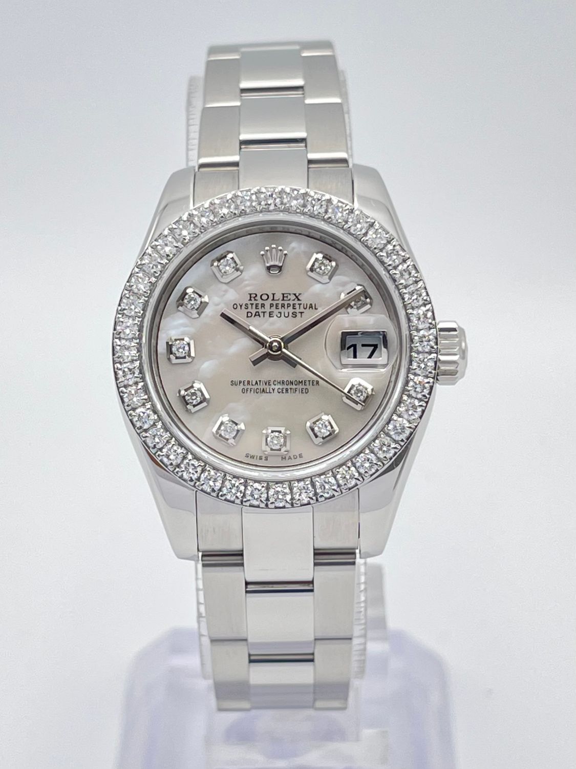 Rolex Datejust Ladies 26mm 179174 MOP Diamond Dial Diamond Bezel Papers Oyster