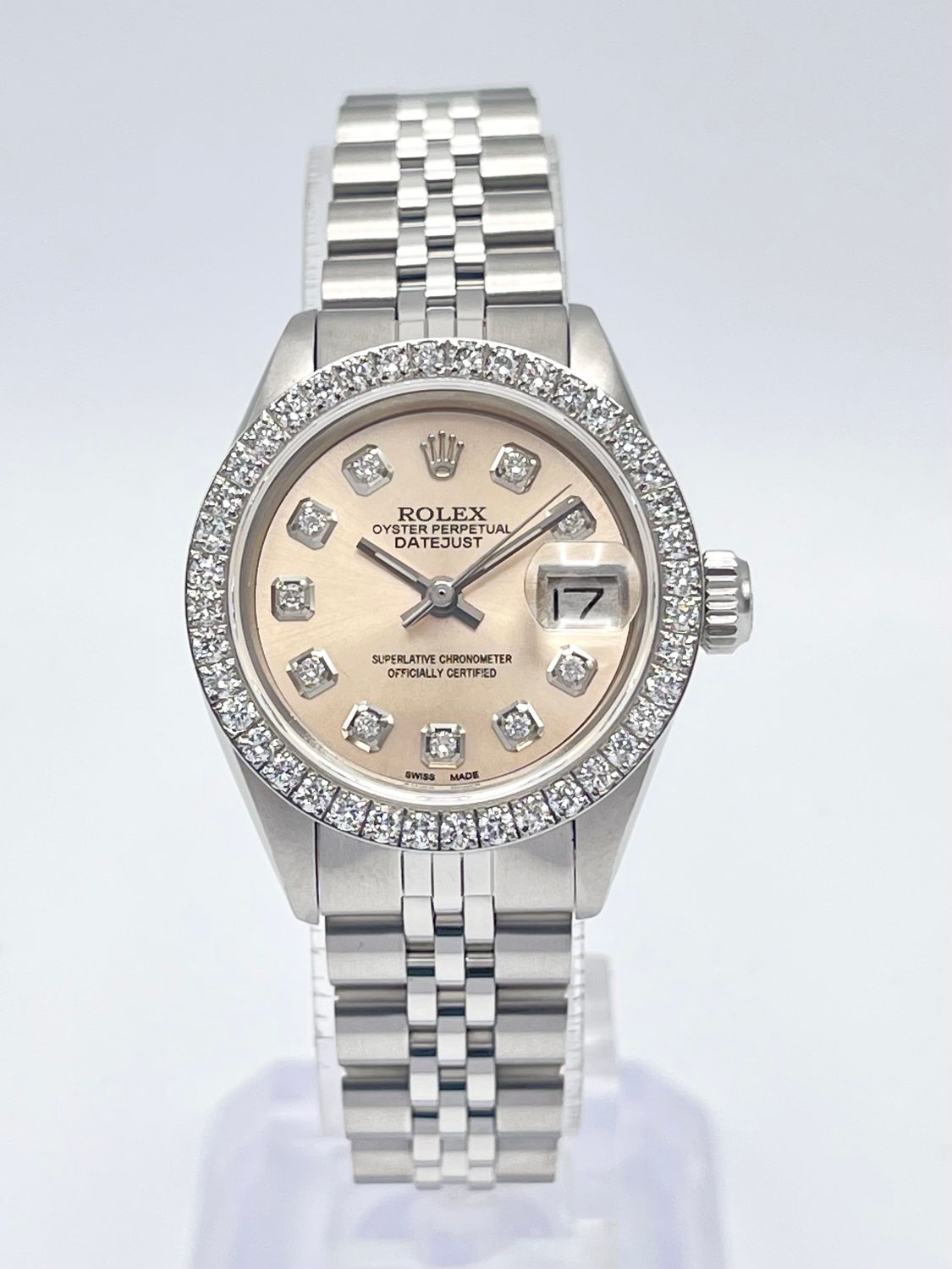 Rolex Datejust Ladies 26mm 6924 Nude Cream Diamond Dial Diamond Bezel Jubilee