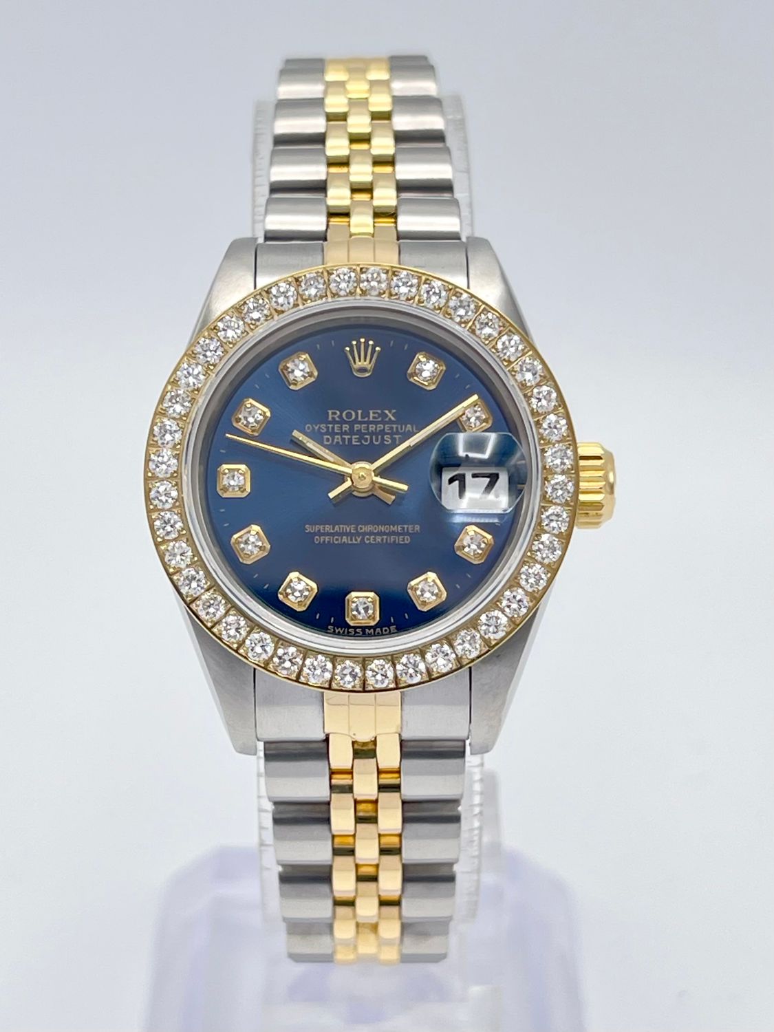 Rolex Datejust 26mm 69173 Factory Blue Diamond Dial Diamond Bezel Jubilee
