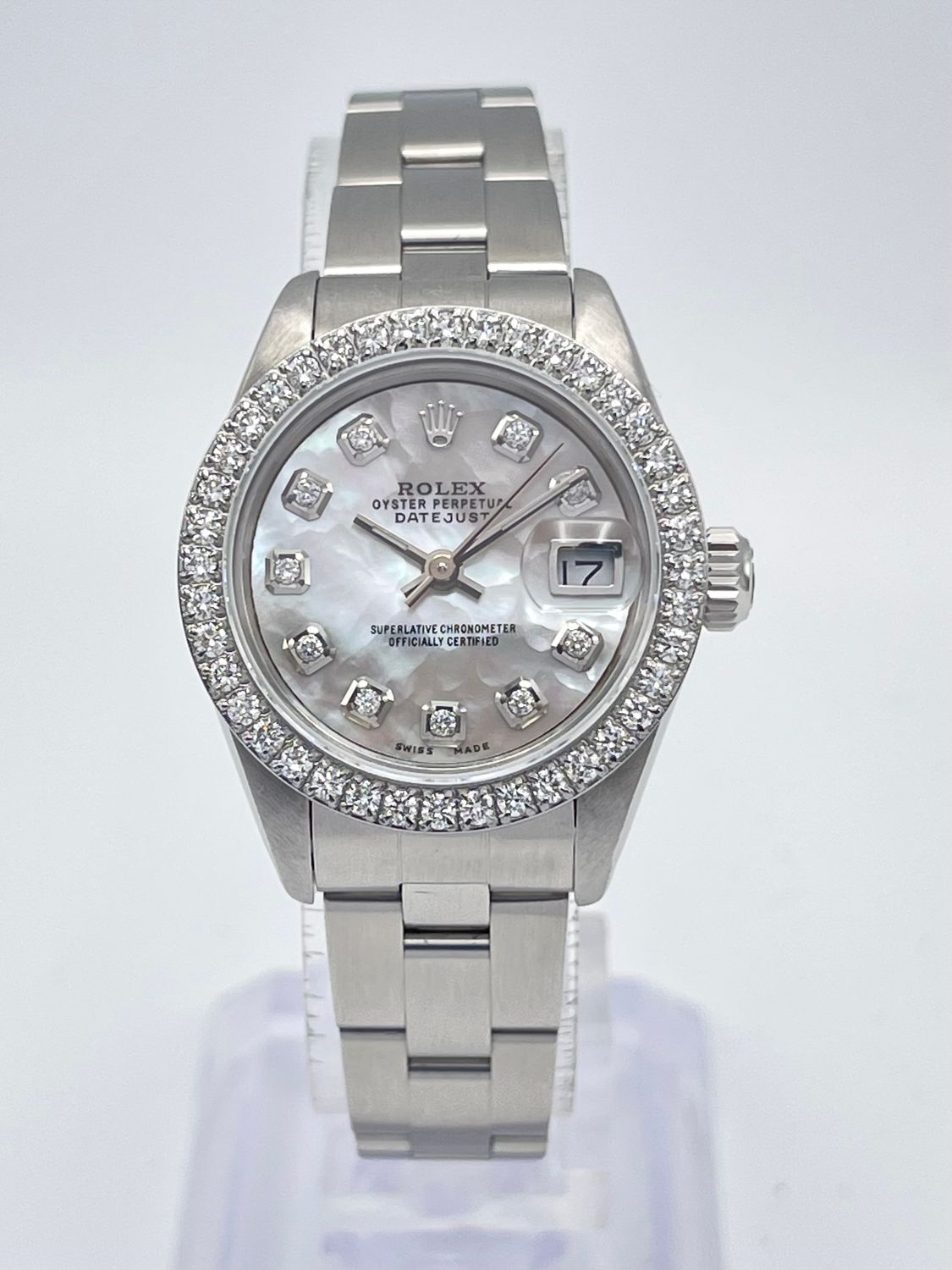 Rolex Datejust Ladies 26mm 69174 Pearl MOP Diamond Dial Diamond Bezel Box Oyster