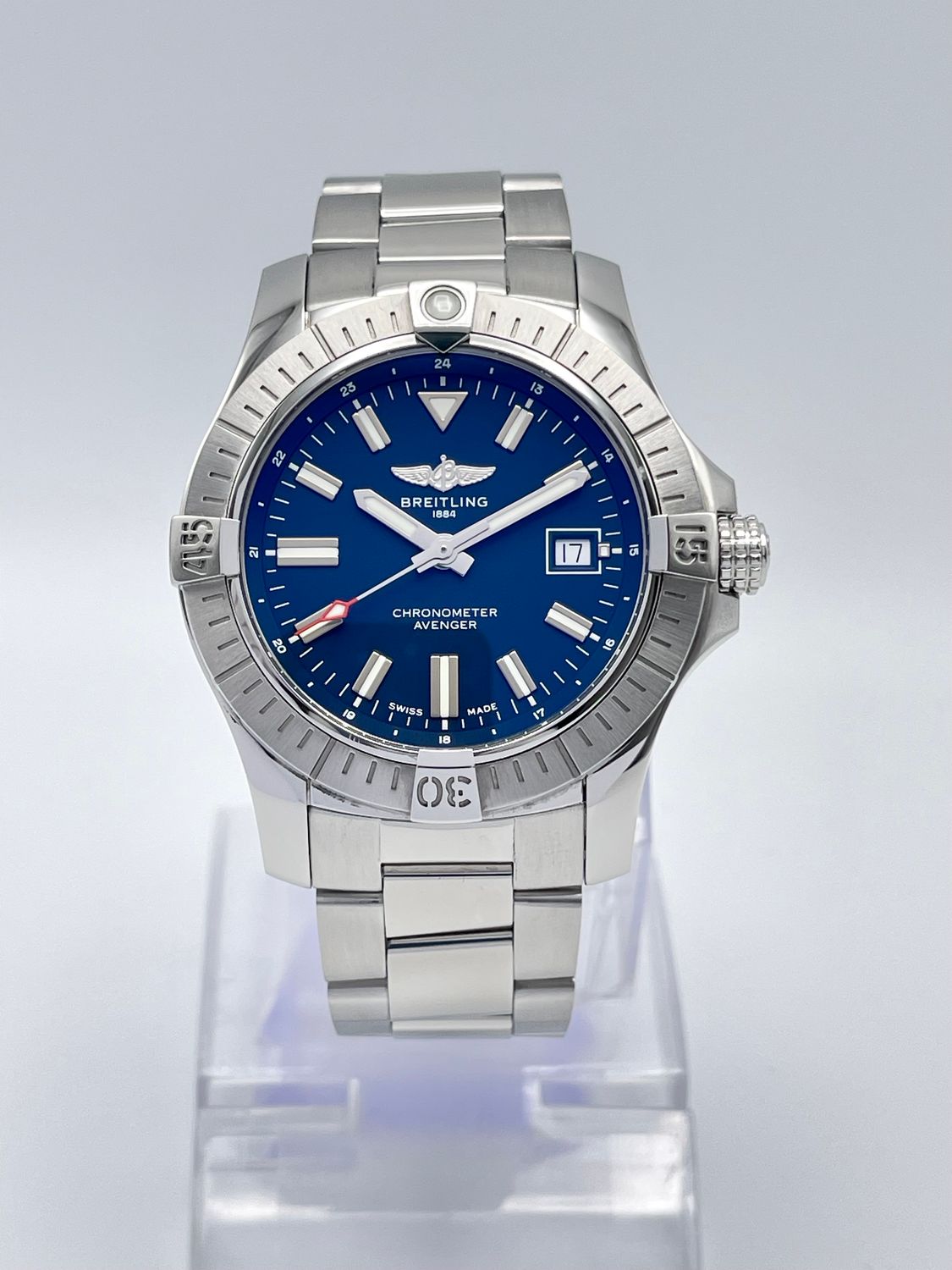 Breitling Avenger 43mm Automatic Blue Dial A17318 Stainless Steel Box Papers