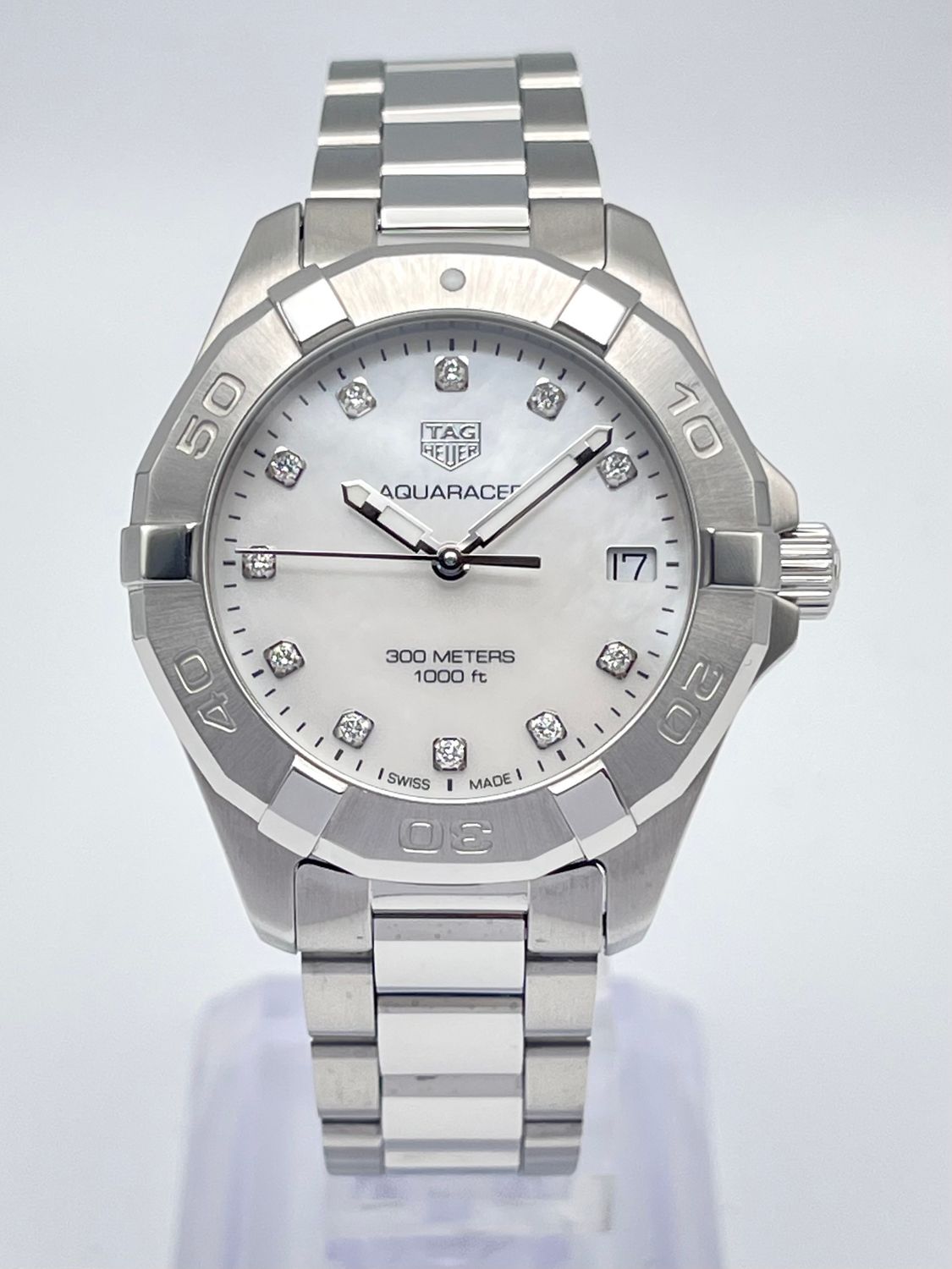 Tag Heuer Aquaracer WBD1314 32mm Pearl MOP Diamond Dial Quartz Papers