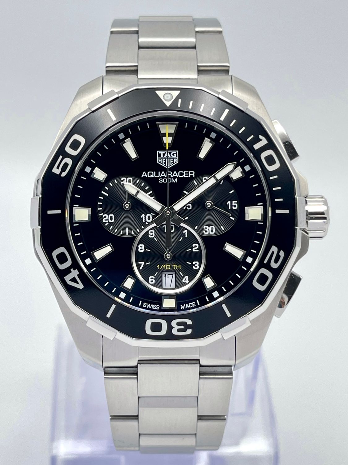 Tag Heuer Aquaracer 43mm CAY111A Black Dial Quartz Gents Chronograph Papers
