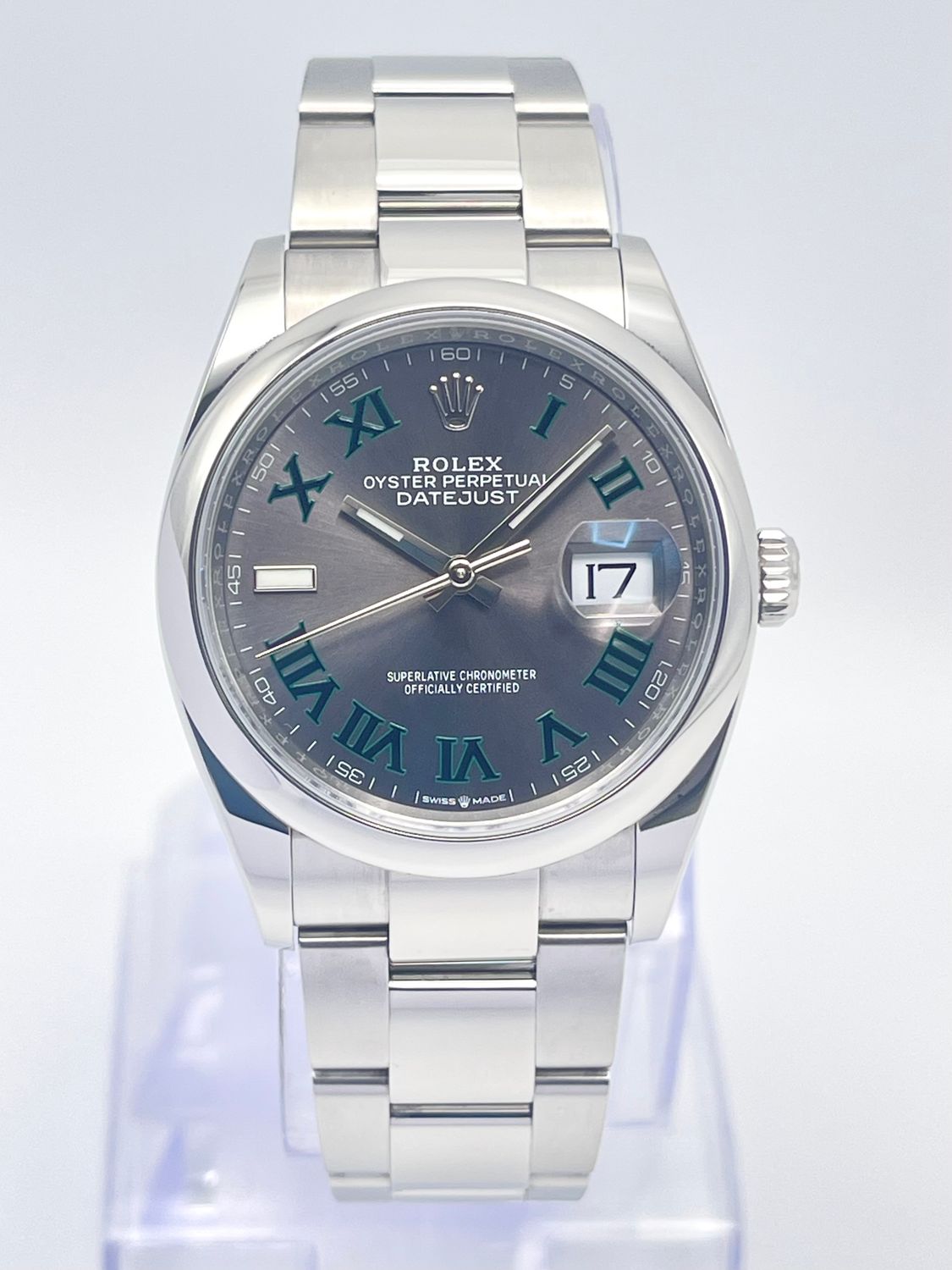 Rolex Datejust 126200 36mm Green Roman Slate Wimbledon Dial Oyster Papers 2023