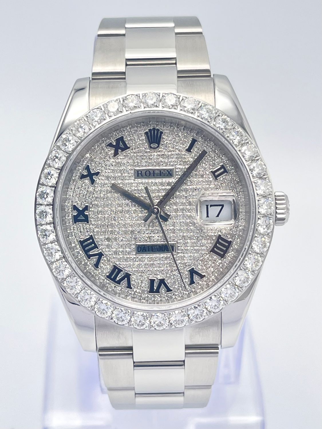 Rolex Datejust 126300 41mm Pave Diamond Dial Custom Bezel Oyster Papers 2021