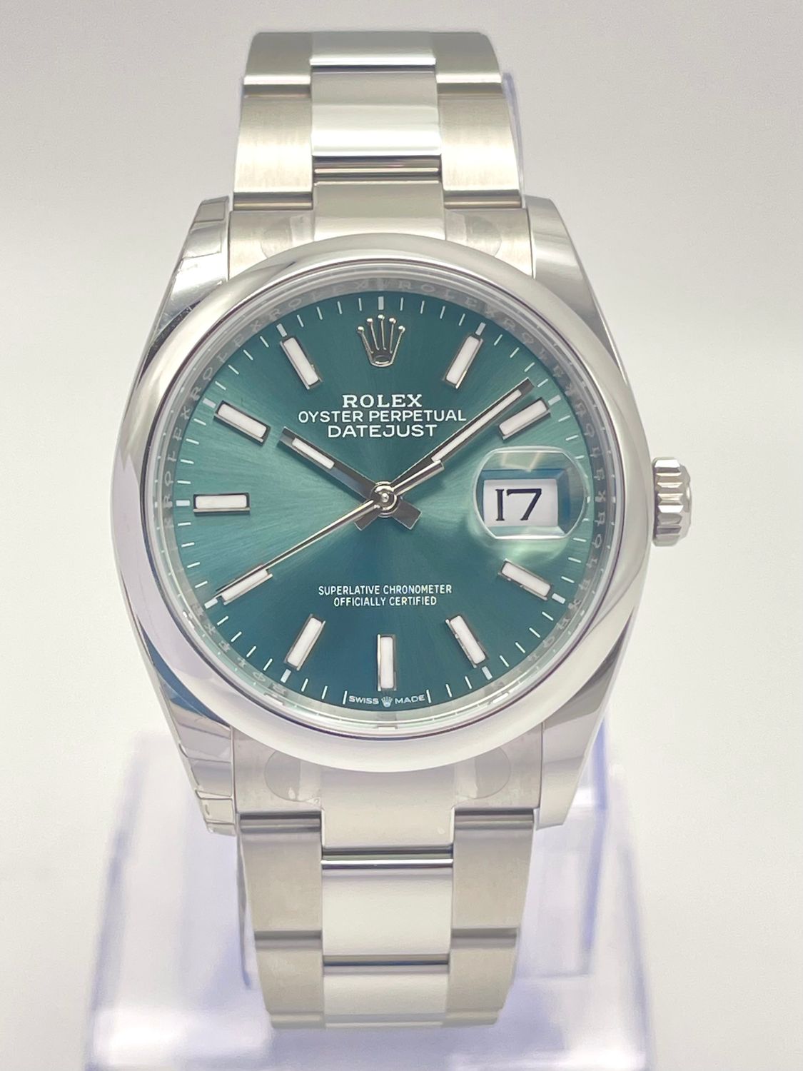 Rolex Datejust 126200 36mm Mint Green Dial Oyster Papers 2024 Stickered