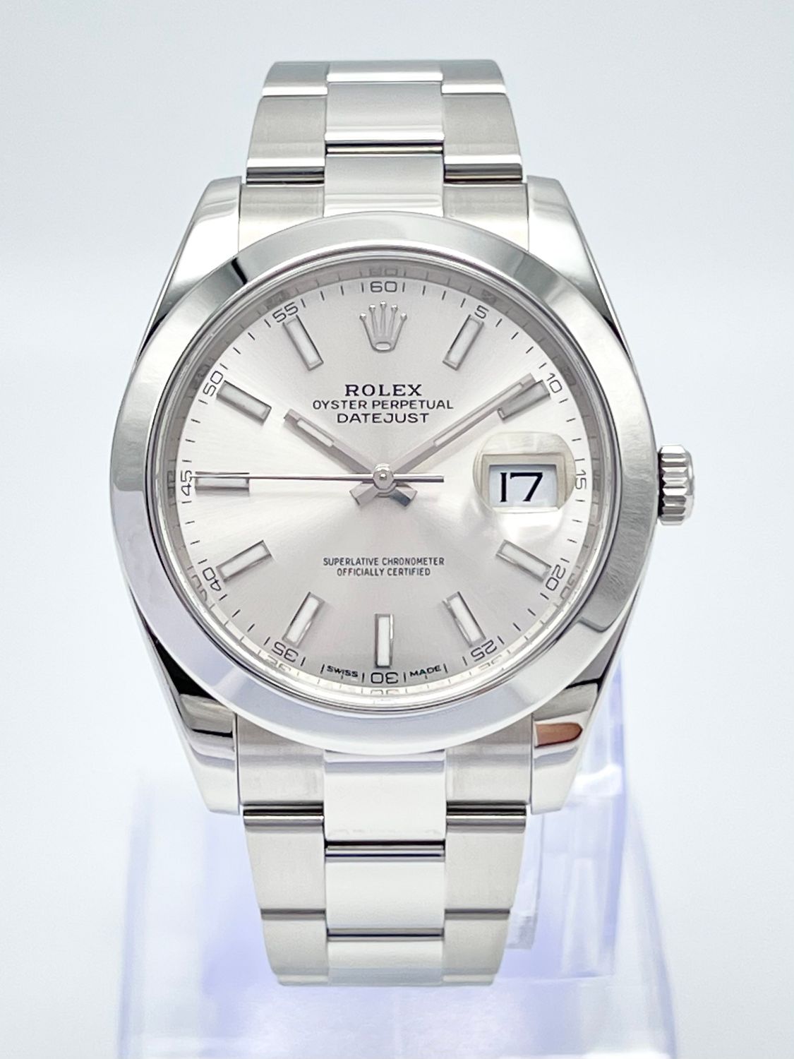 Rolex Datejust 126300 41mm Silver Dial Oyster Perpetual Smooth Bezel Box Papers