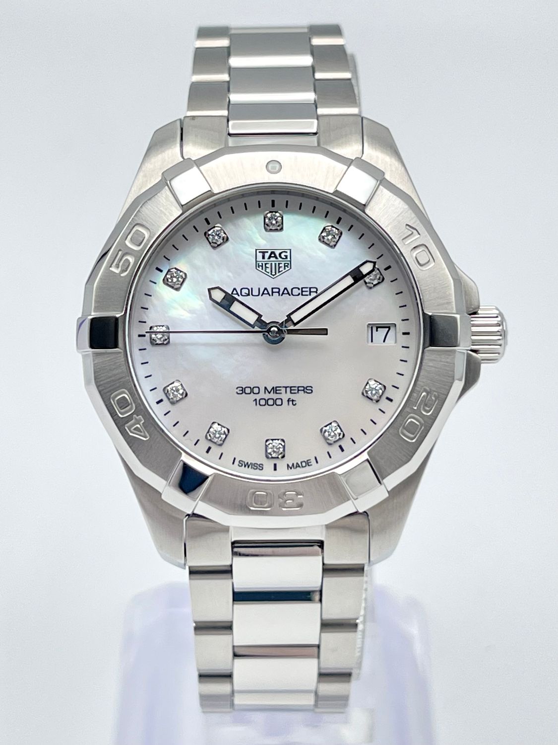 Tag Heuer Aquaracer WBD1314 32mm Pearl MOP Diamond Dial Quartz Papers