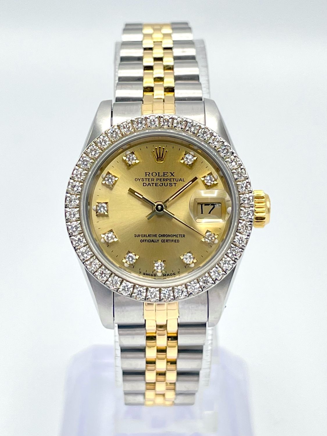 Rolex Datejust 26mm 69173 Champagne Factory Diamond Dial Diamond Bezel Jubilee