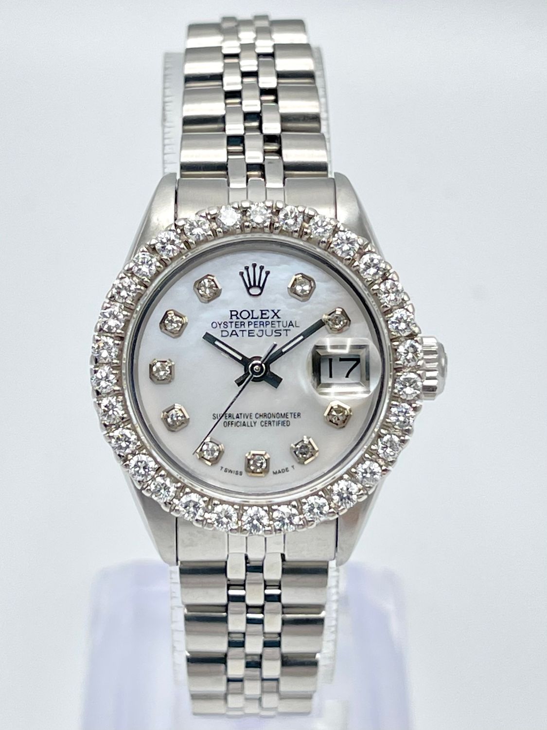 Rolex Datejust Ladies 26mm 69174 MOP Diamond Dial Diamond Bezel Box Jubilee
