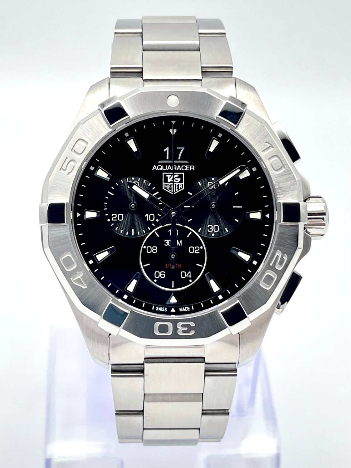 Tag Heuer Aquaracer CAY1110.BA0927 43mm Chronograph Black Dial Quartz Papers