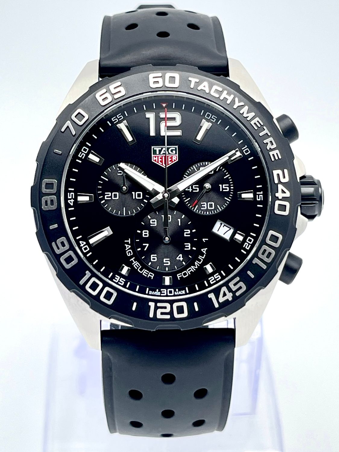 Tag Heuer Formula 1 CAZ1010 43mm Chronograph Black Dial Quartz Rubber Papers