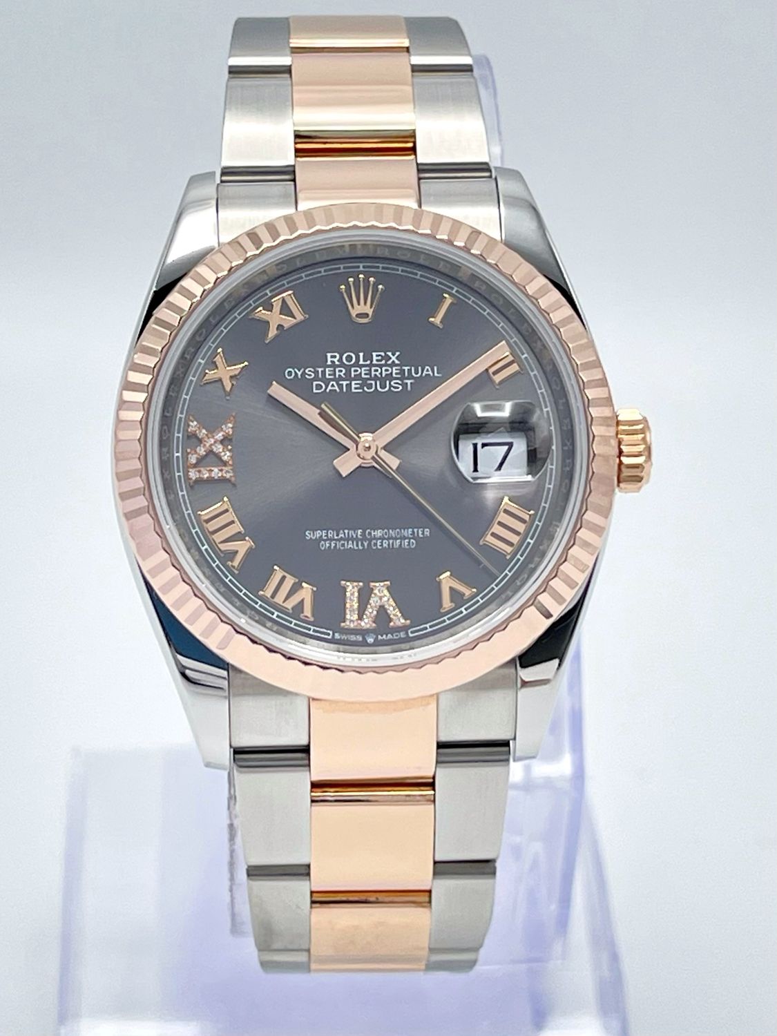 Rolex Datejust 126231 36mm Rose Gold Slate Grey Diamond Dial Oyster 2021 Papers