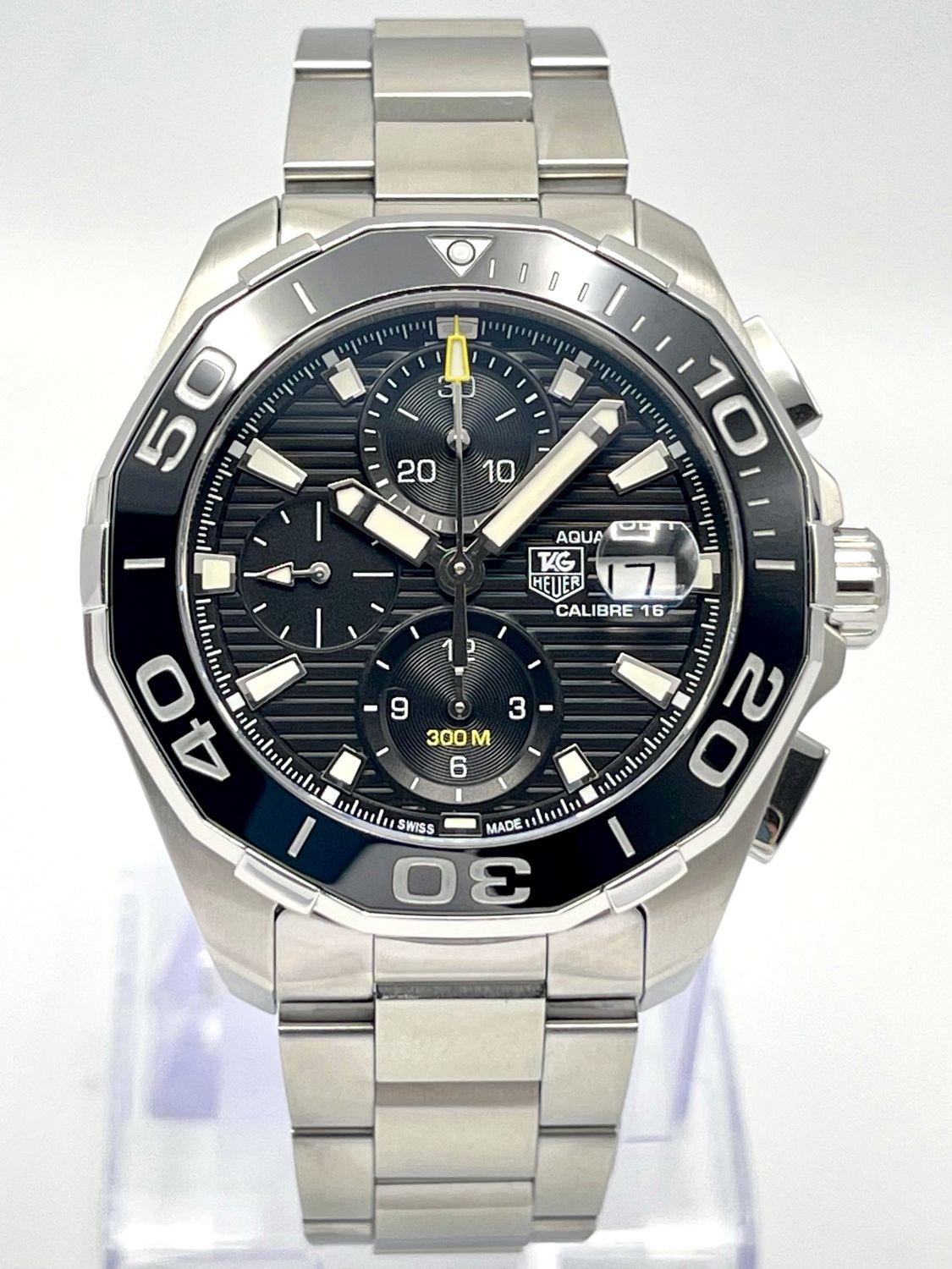 Tag Heuer Aquaracer CAY211A 43mm Chronograph Black Dial Ceramic Automatic Paper