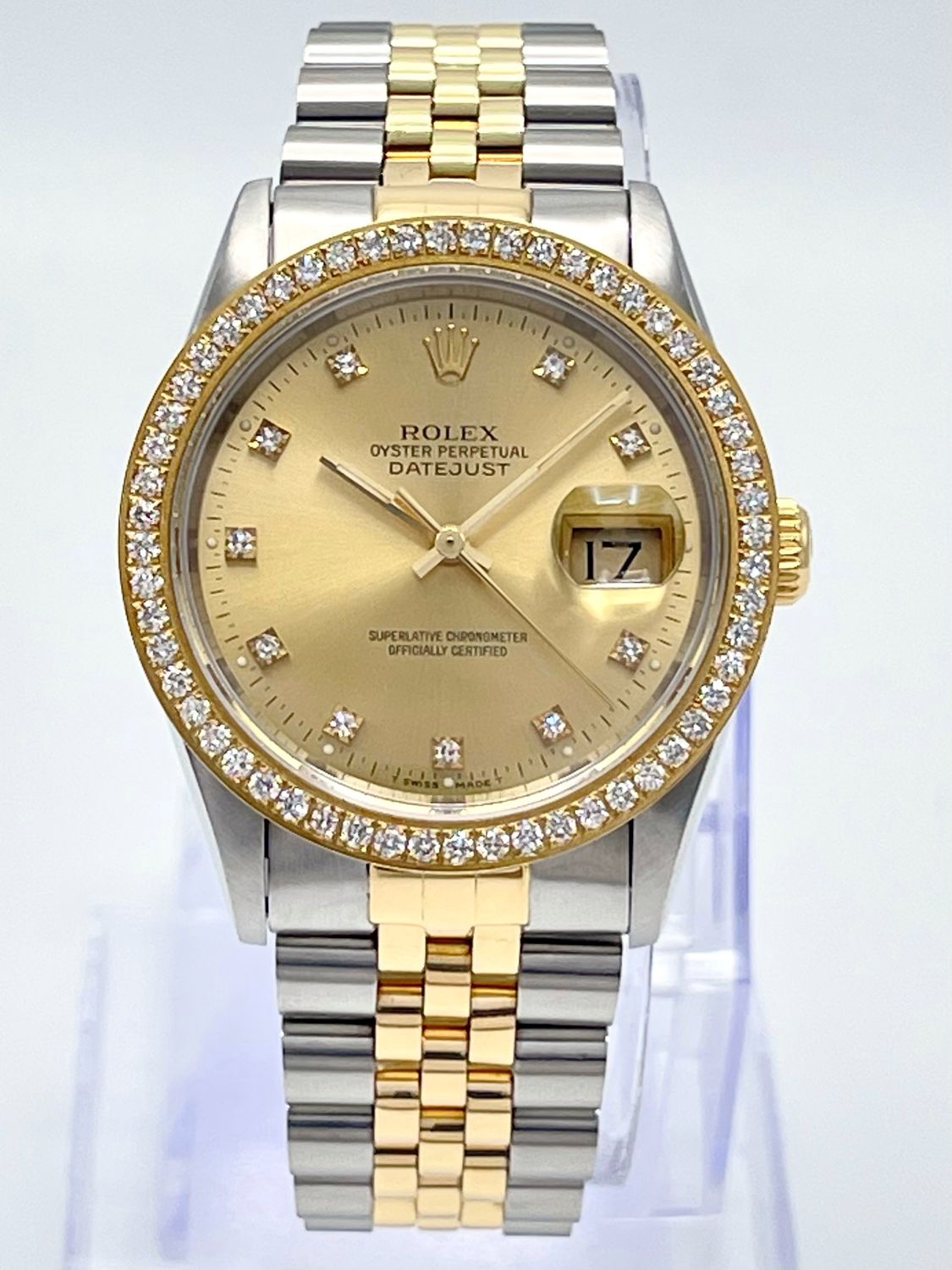 Rolex Datejust 16233 36mm Factory Champagne Diamond Dial Jubilee Diamond Bezel