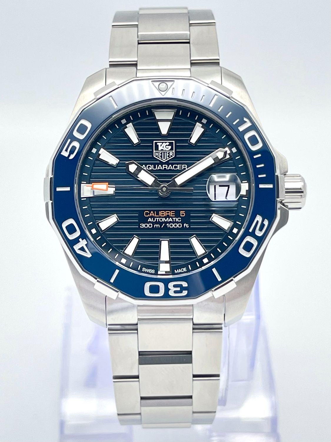 Tag Heuer Aquaracer 41mm WAY211C Blue Dial Blue Bezel Automatic Papers