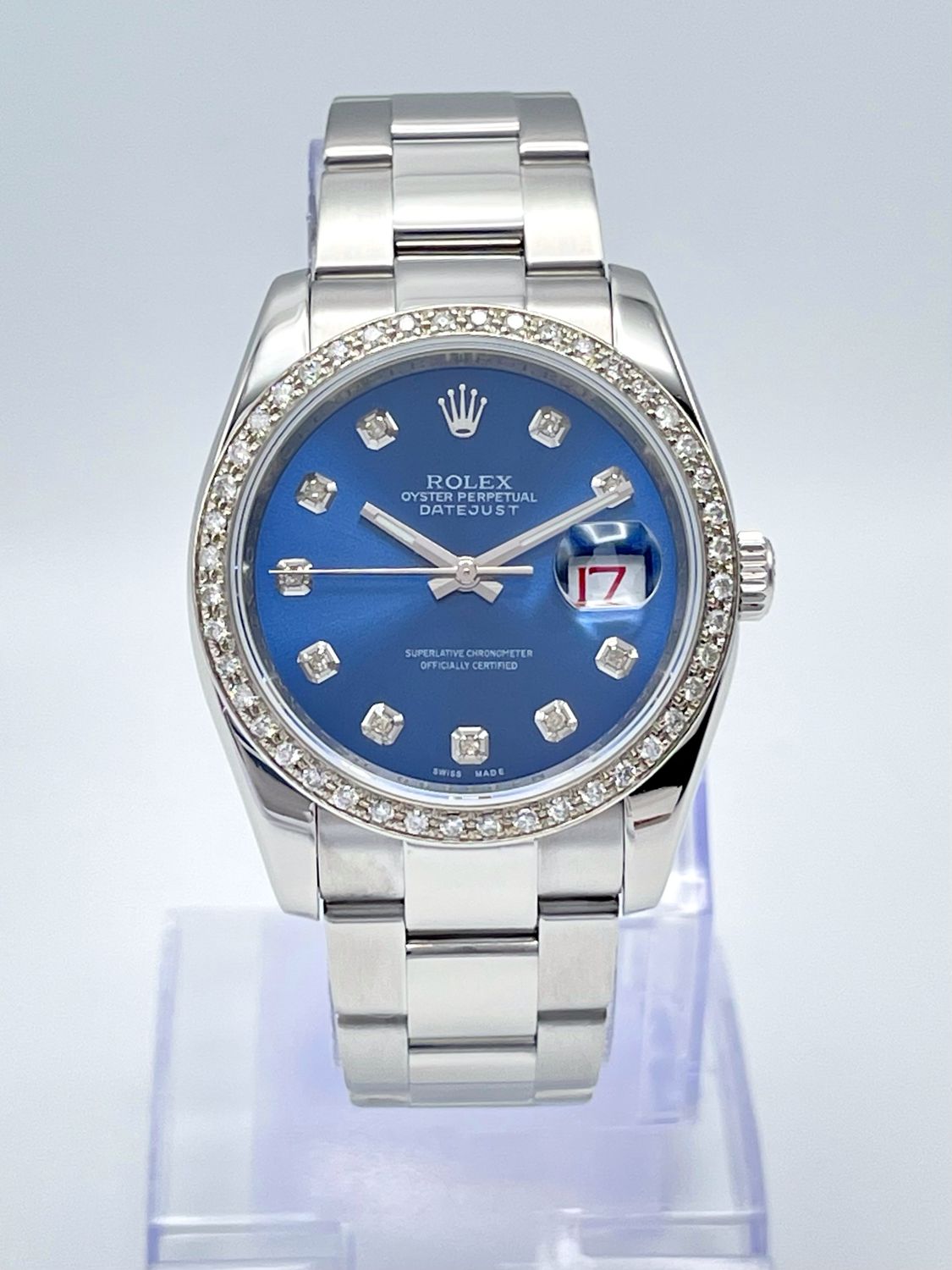 Rolex Datejust 116200 36mm Blue Diamond Dial &amp; Diamond Bezel Oyster Box