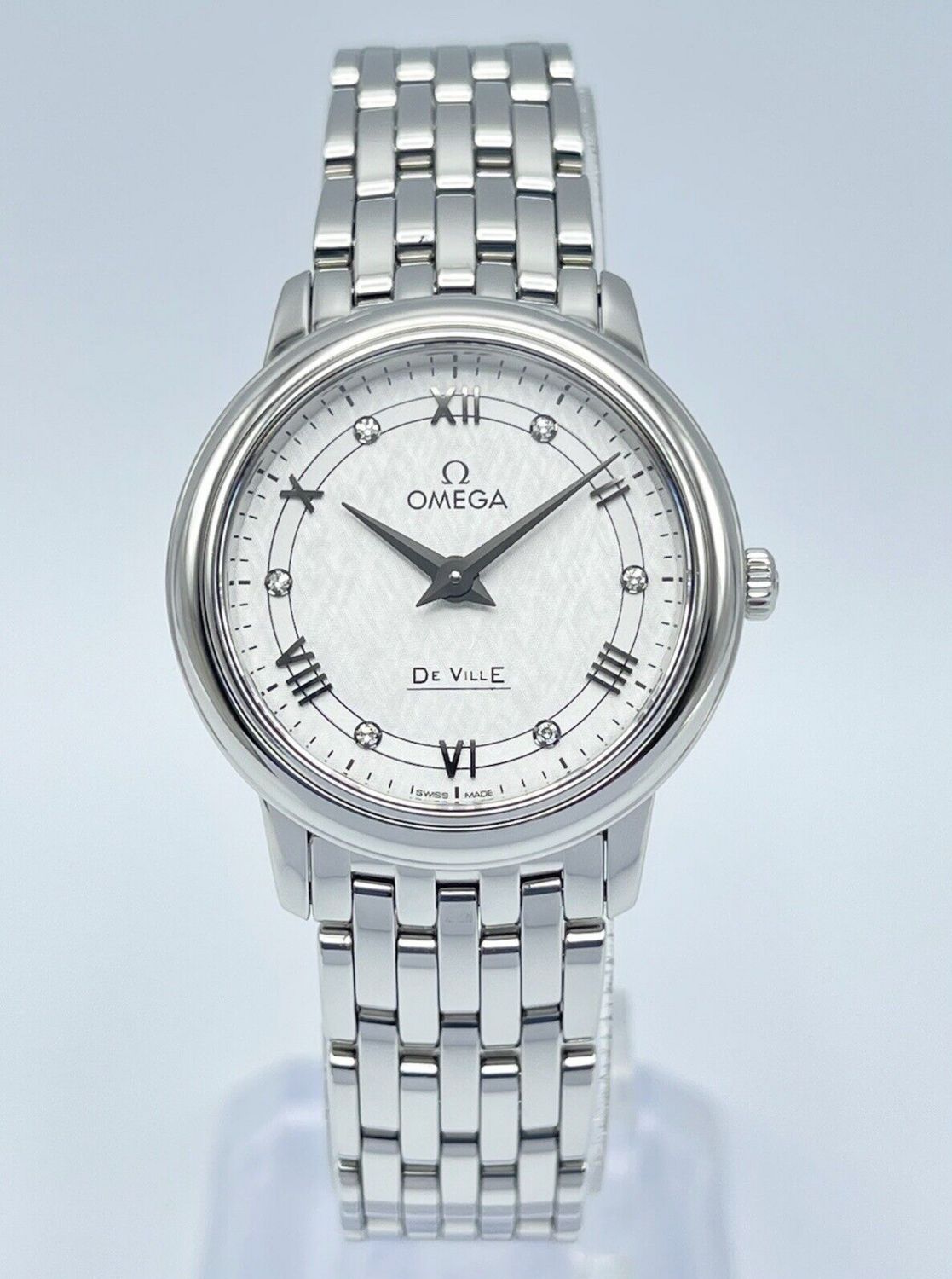 Omega De Ville Prestige Diamond White Dial 27mm Stainless Steel Quartz Papers