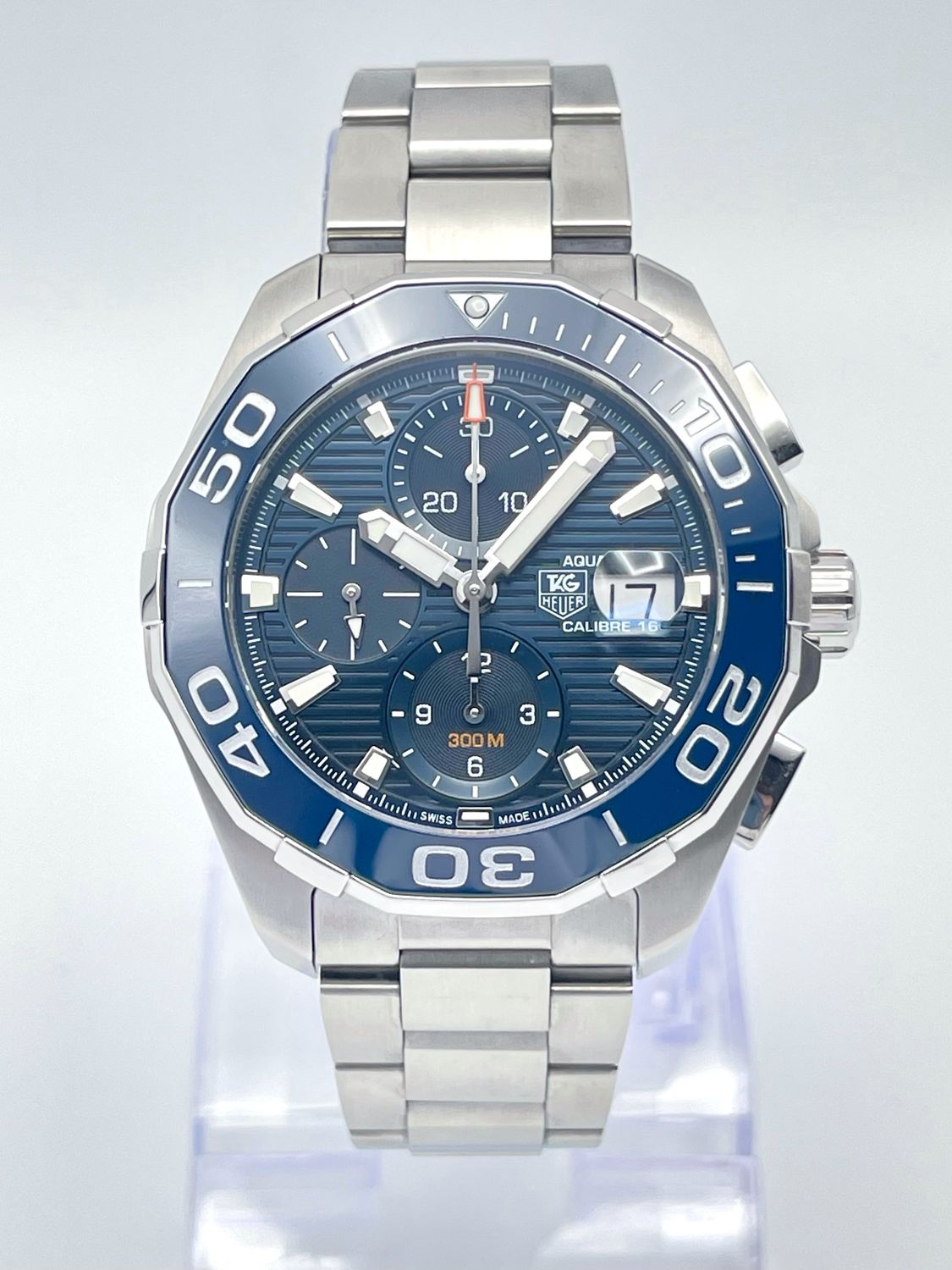 Tag Heuer Aquaracer CAY211B 43mm Chronograph Blue Dial Ceramic Automatic Papers