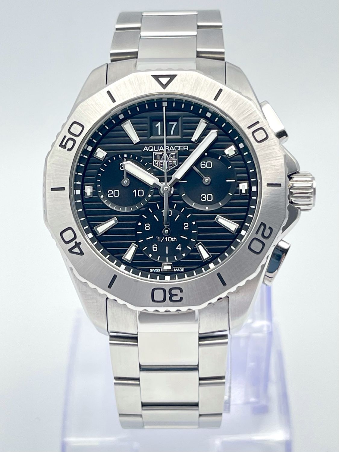 Tag Heuer Aquaracer 40mm CBP1110 Black Dial Pro 200 Chronograph Steel Papers