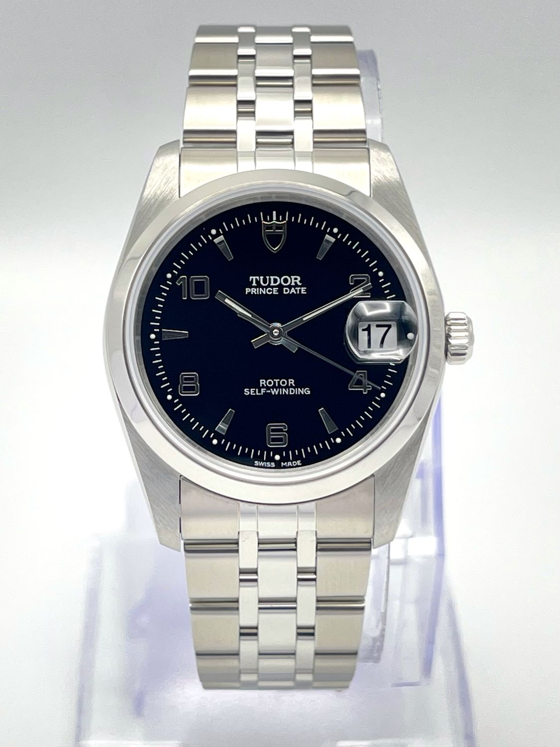 Tudor Prince Date 34mm 74000 Automatic Black Arabic Dial Bracelet Papers 2019