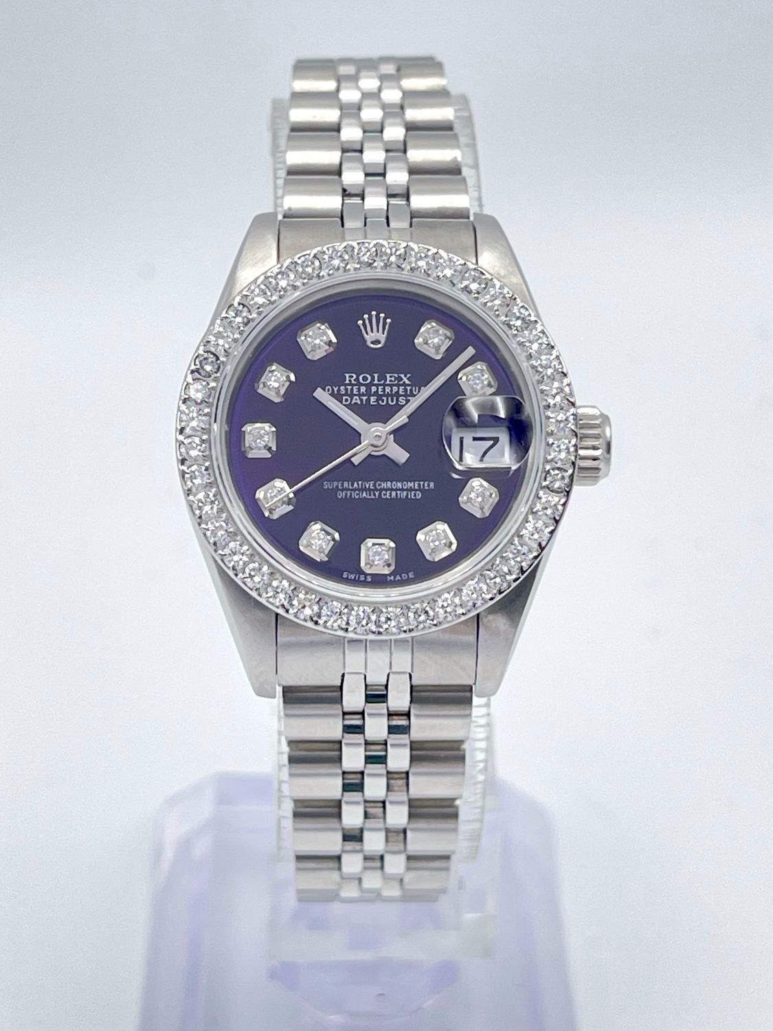 Rolex Datejust Ladies 26mm 69240 Purple Diamond Dial Diamond Bezel Oyster