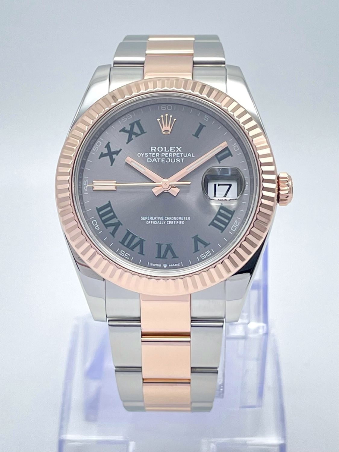 Rolex Datejust 126331 Bi-Metal Everose 41mm Wimbledon Fluted Oyster 2021 Papers