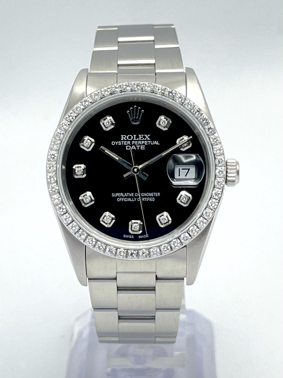 Rolex Oyster Date 34mm 15200 Black Diamond Dial &amp; Diamond Bezel Datejust Box