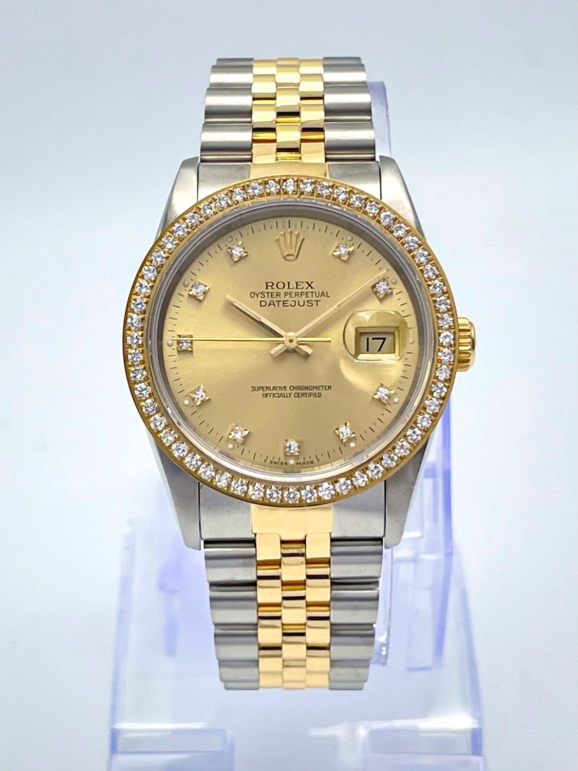 Rolex Datejust 16233 36mm Factory Champagne Diamond Dial Jubilee Diamond Bezel