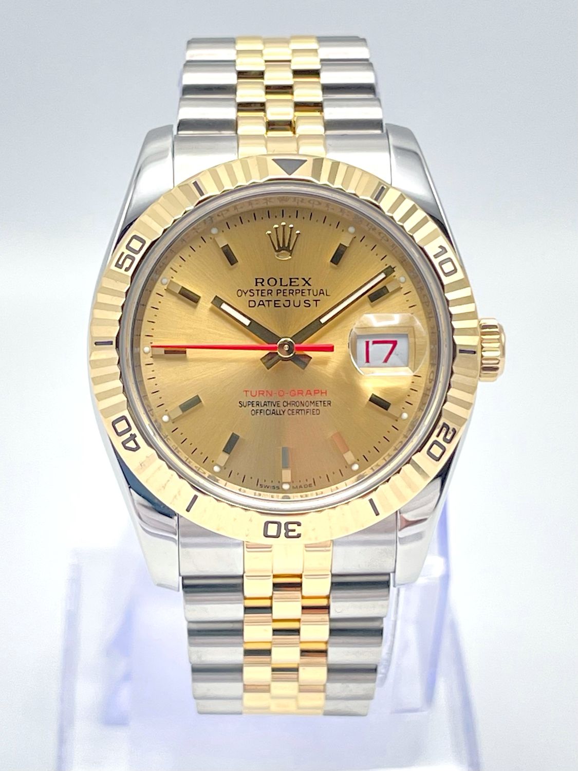 Rolex Datejust 116263 36mm Turn-O-Graph Two Tone Champagne Dial Jubilee Box
