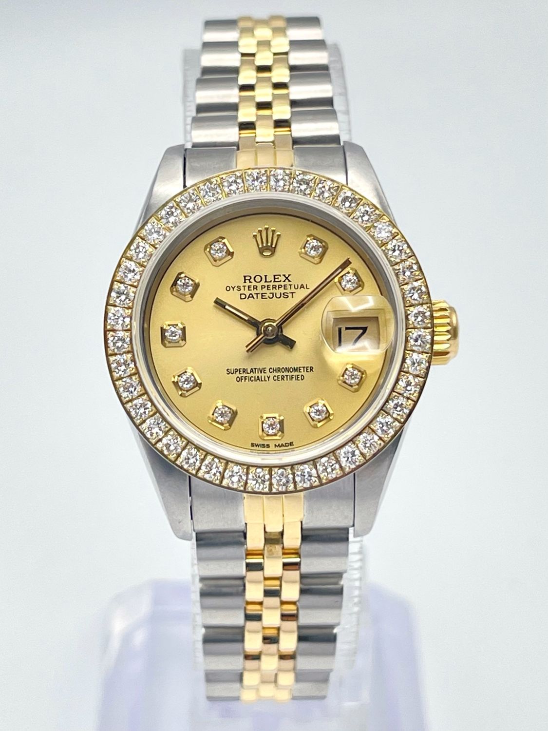 Rolex Datejust 26mm 69173 Champagne Diamond Dial Diamond Bezel Two Tone Papers