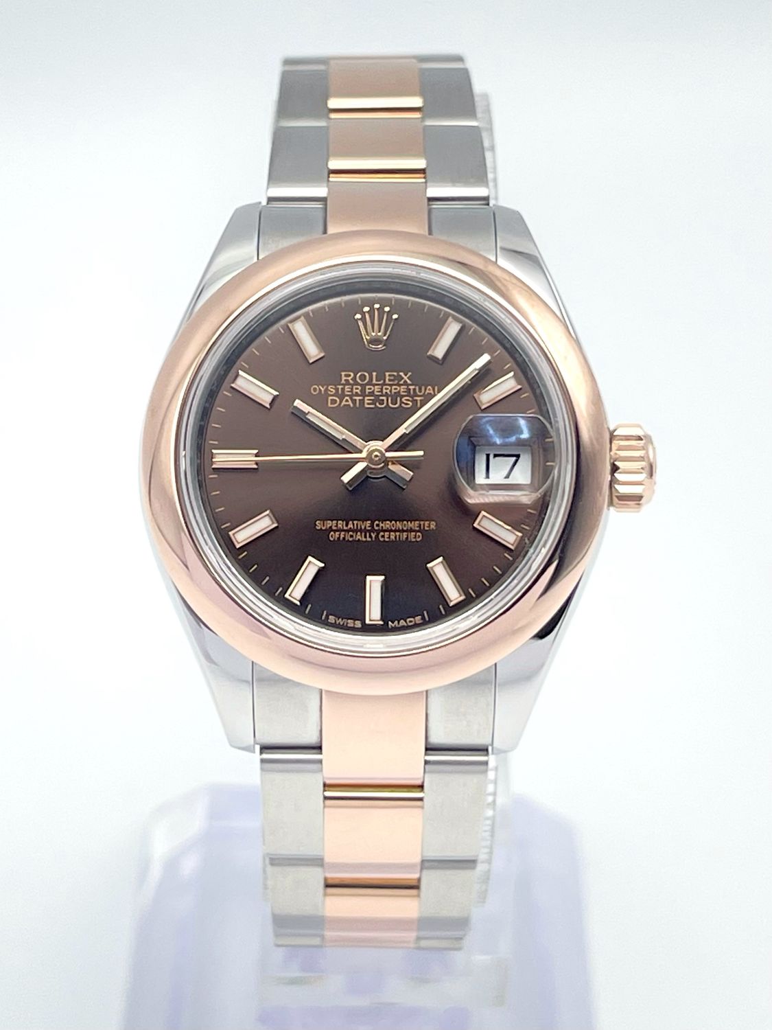 Rolex Datejust 28mm 279161 Two Tone Rose Chocolate Dial Smooth Bezel Papers 2019