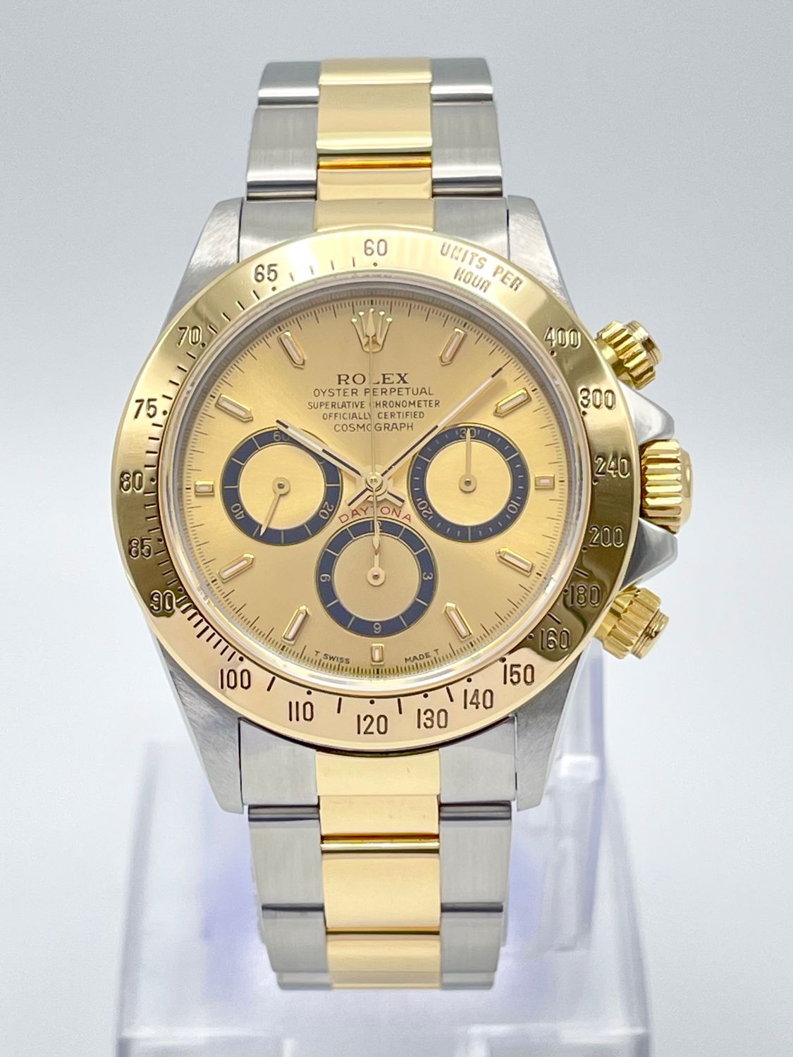 Rolex Daytona Chronograph 16523 40mm Inverted 6 Champagne Dial Zenith Two Tone