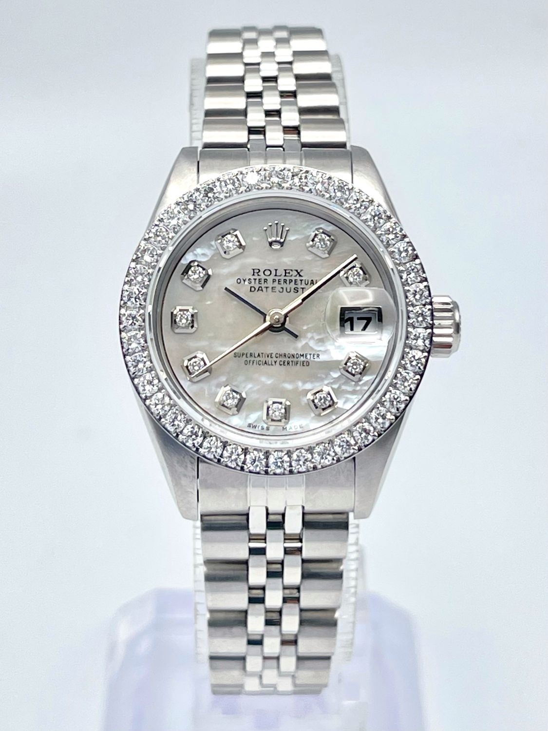Rolex Datejust 26mm 69174 Mother of Pearl Diamond Dial Diamond Bezel Jubilee Box