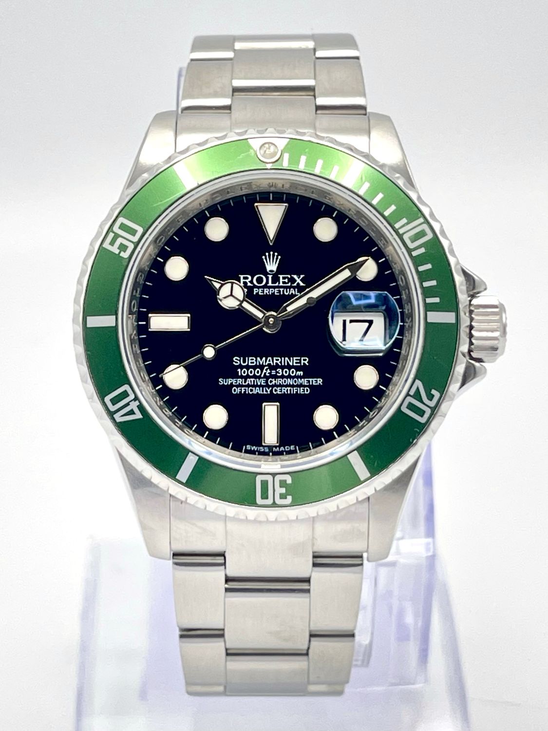 Rolex Submariner Date Kermit 16610LV 40mm Black Dial Green Aluminium Bezel Box